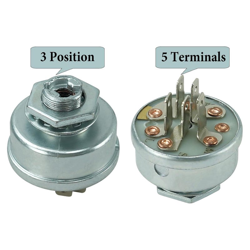 gradora Riding Lawn Mower Ignition Switch 3 Position 5 Terminals Replacement for MT-D Craftsman JD to-ro Crafts-Man Riding Lawn Mowers 925-0267 725-0267 STD365402 - Image 2